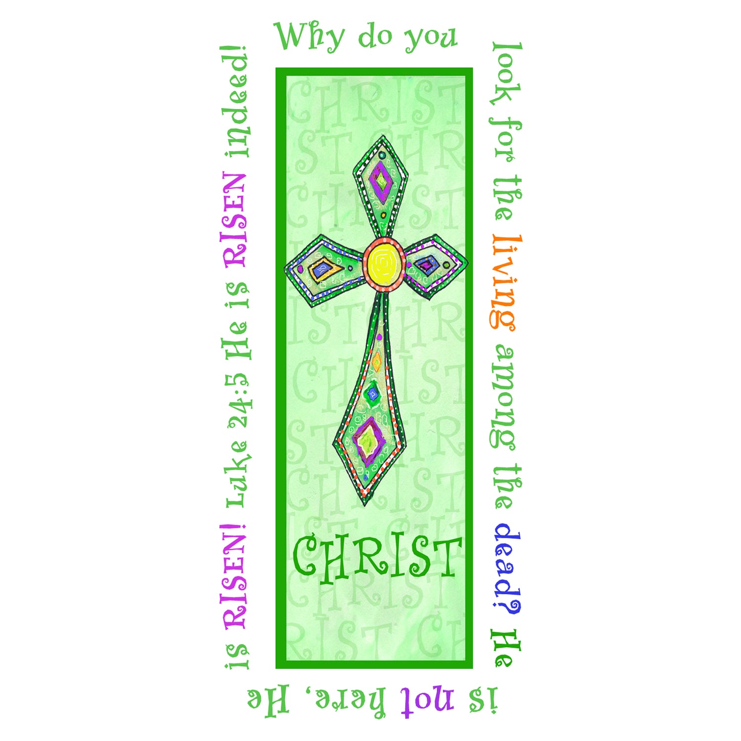 Lively Green - Jeweled Cross