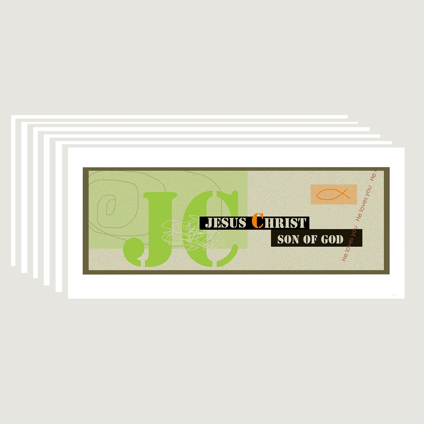 Lively Green - Modern Jesus Note Cards (Six Cards)