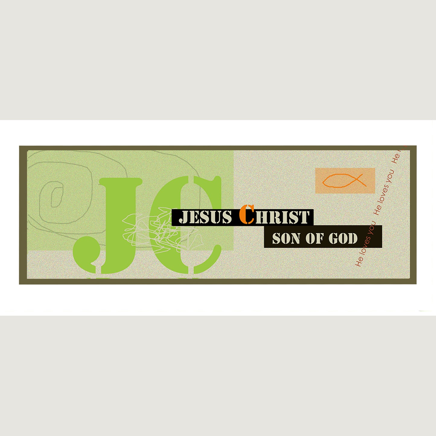 Lively Green - Modern Jesus Note Card (Single Card)