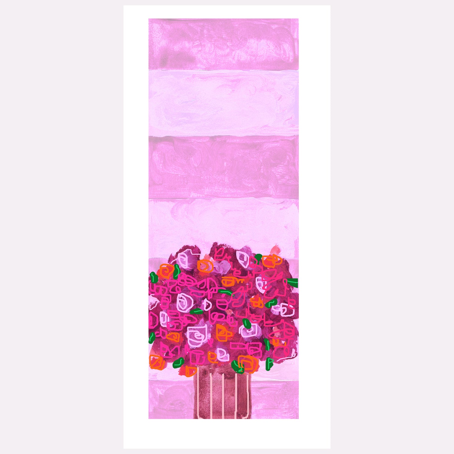Bright Pink - Stripe Note Card (Single Card)