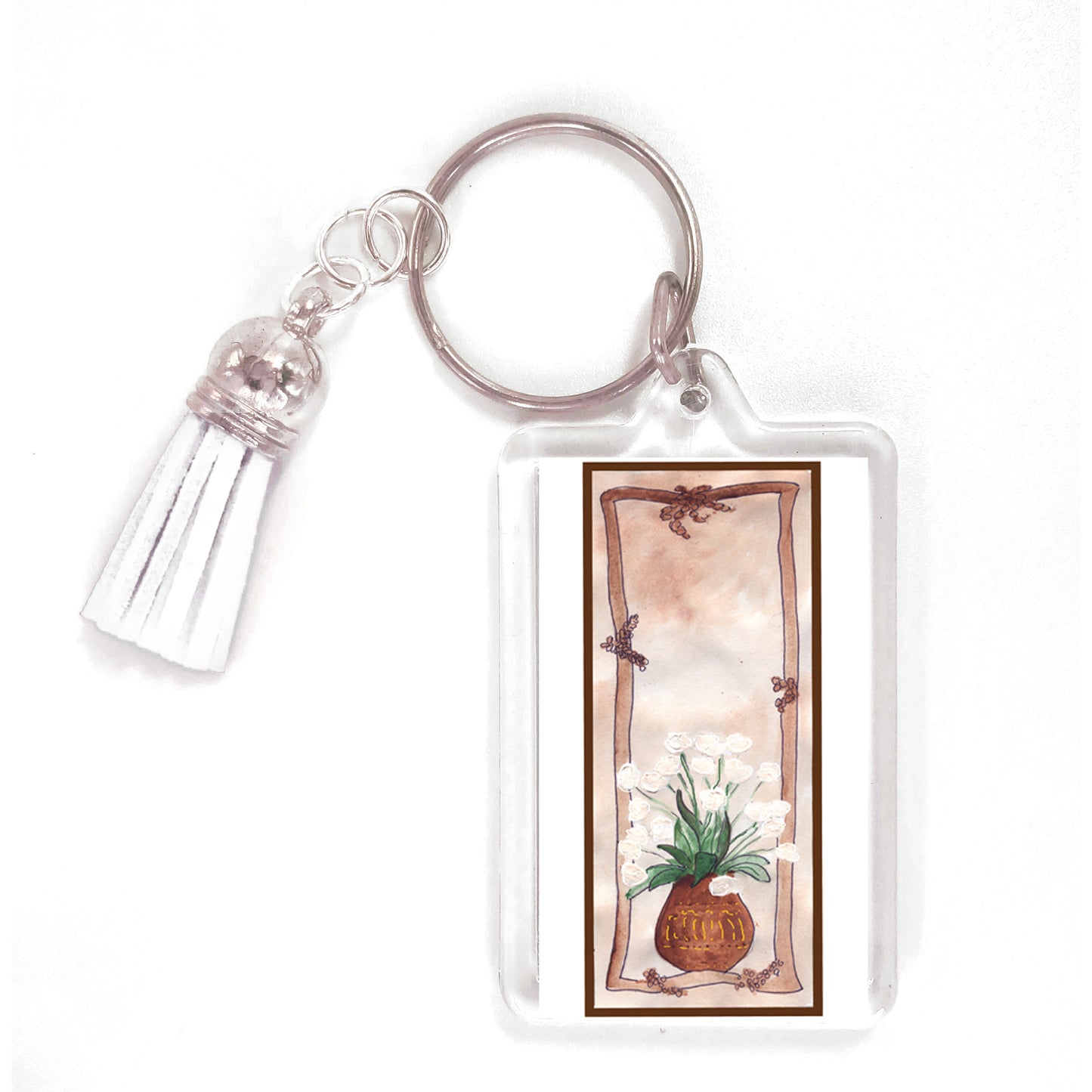 Vivid Orange - Tulips in a Basket Key Ring