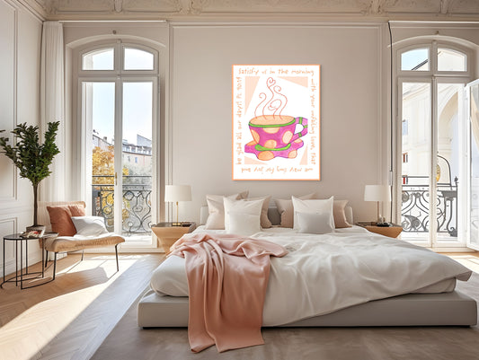Vivid Orange - Pink Coffee Cup Canvas Print