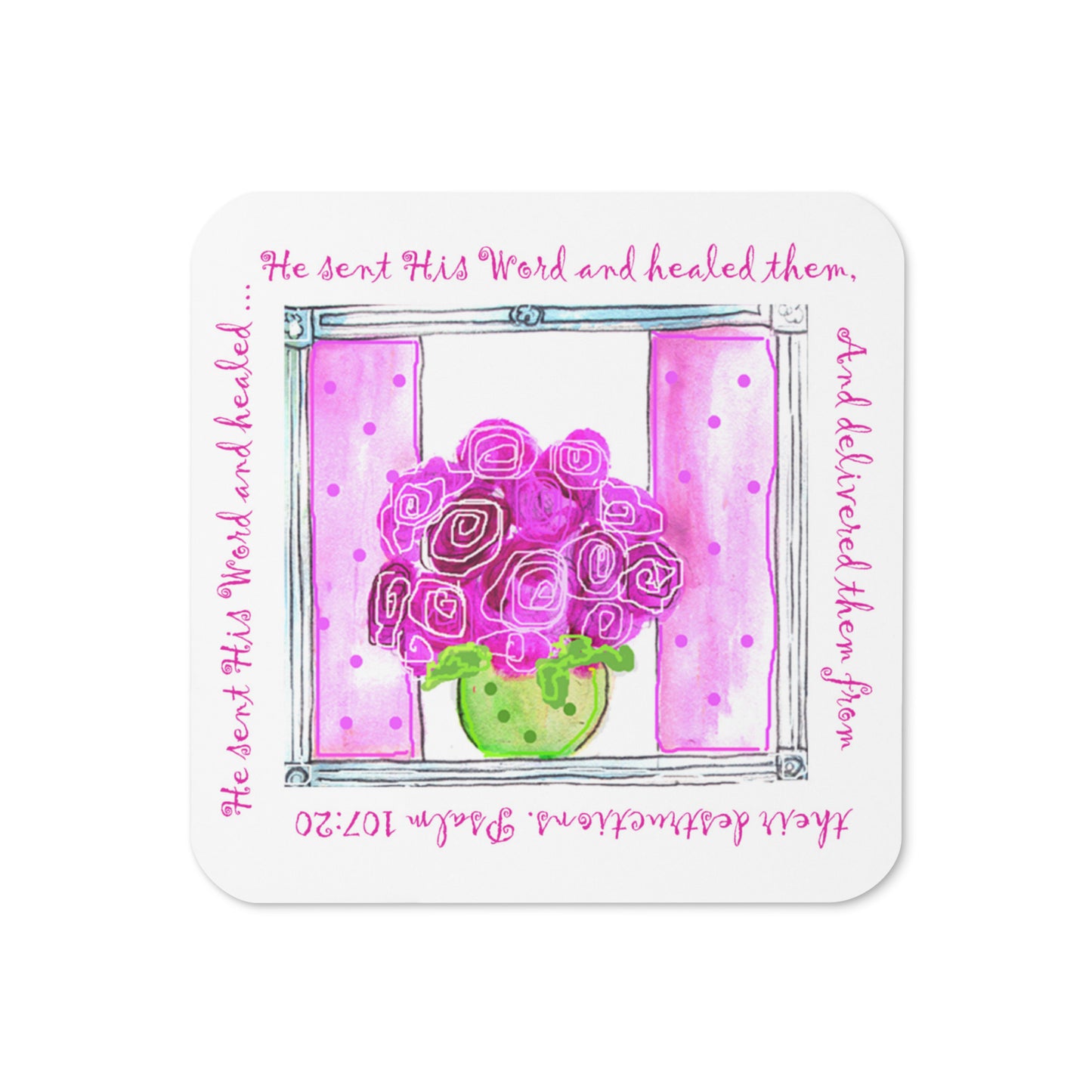 Bright Pink - Roses in a Bowl Coaster