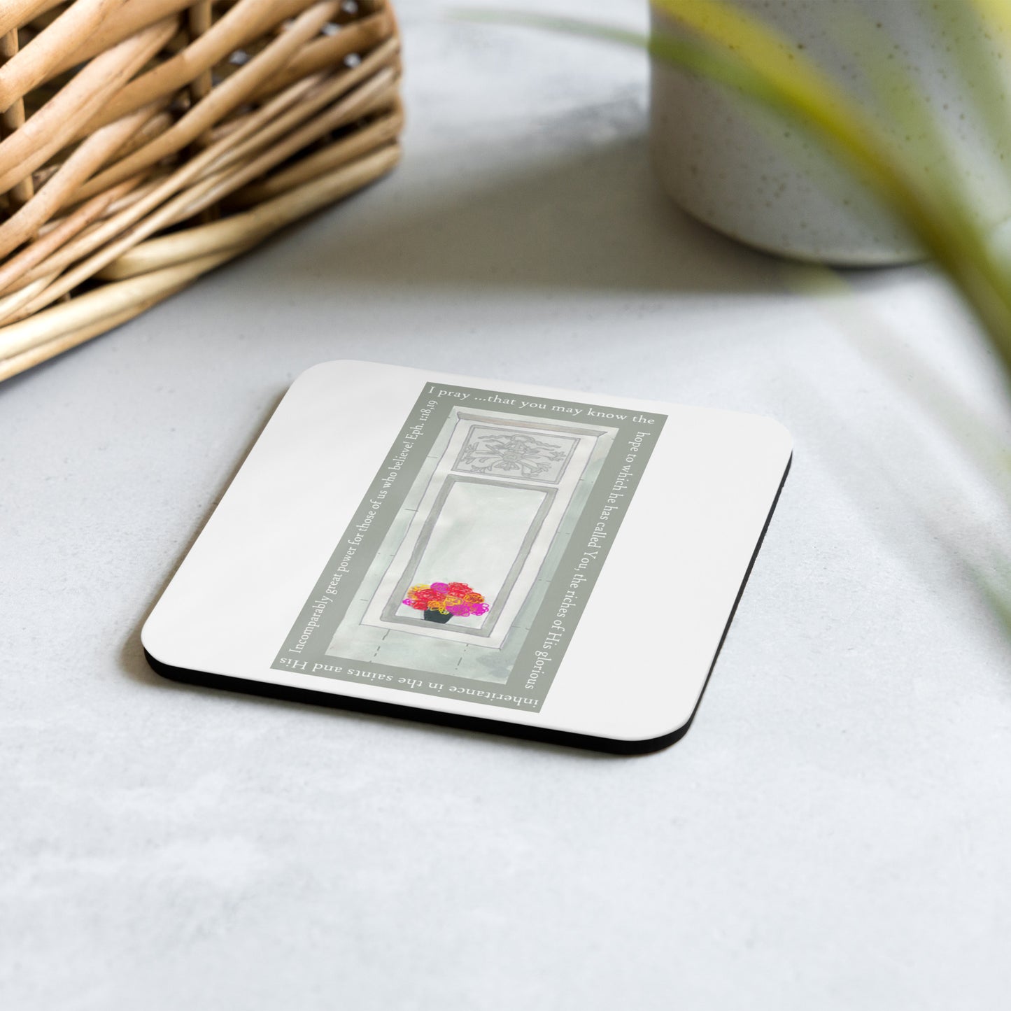 Lively Green - Flowers in the Window Coaster