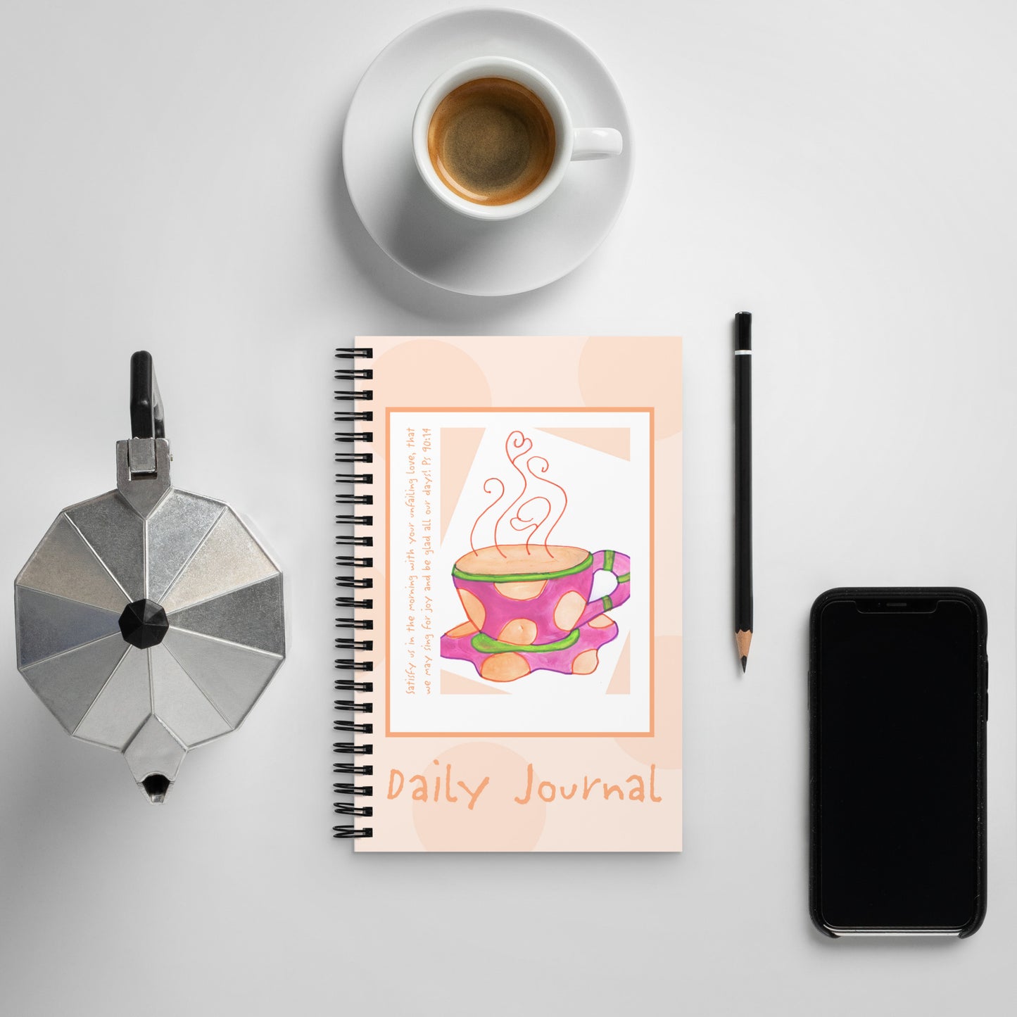 Vivid Orange - Pink Coffee Cup Journal