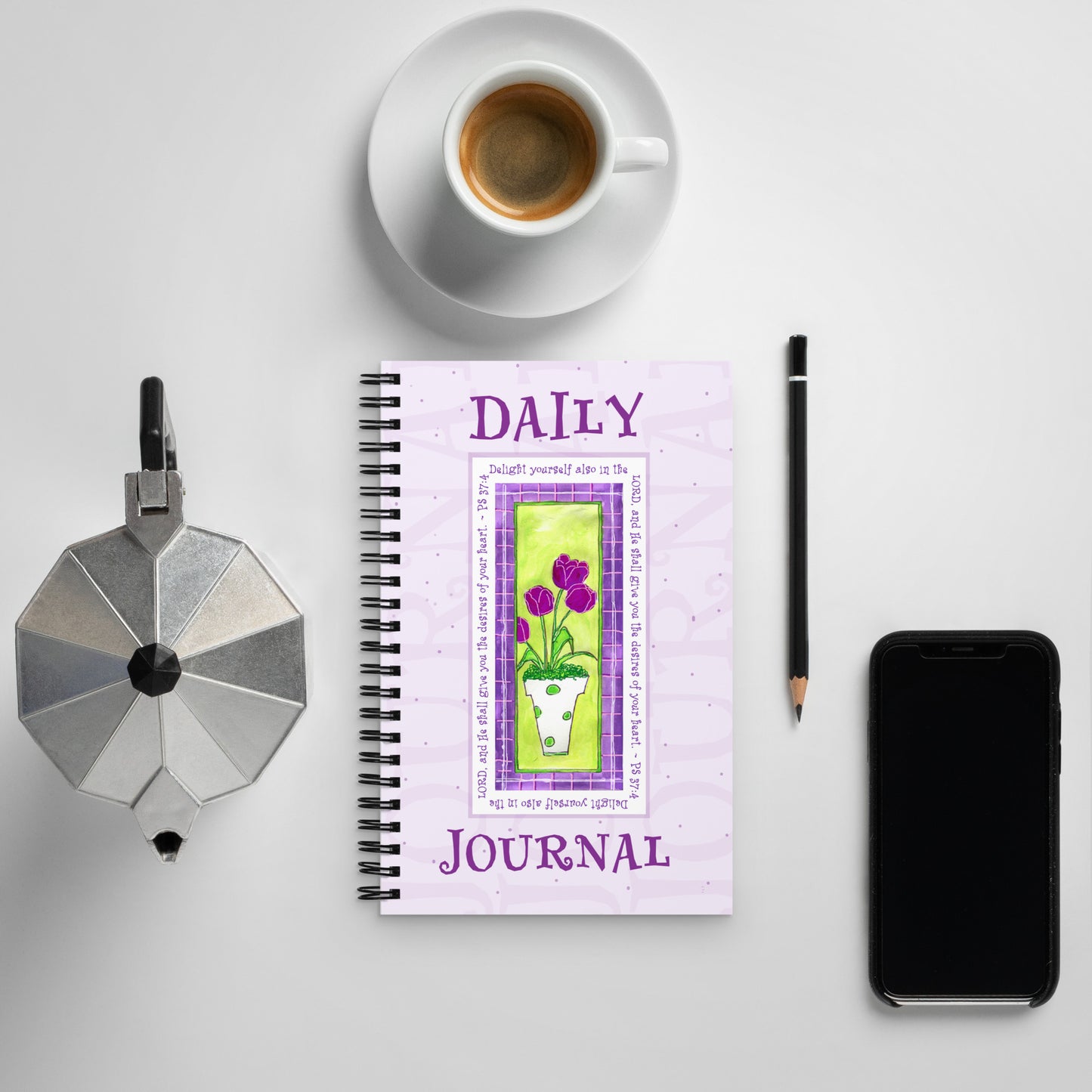 Lively Green - Purple and Green Tulip Journal