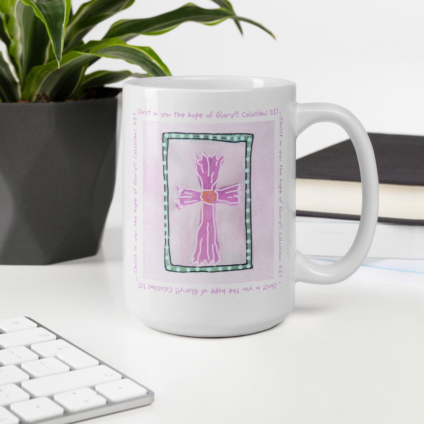 Bright Pink - Pink Cross Mug