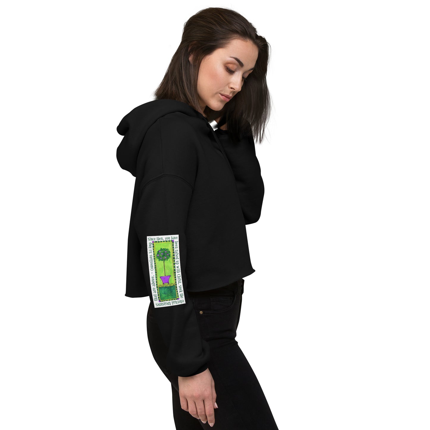 Lively Green - Topiary Sweatshirt Crop Hoodie