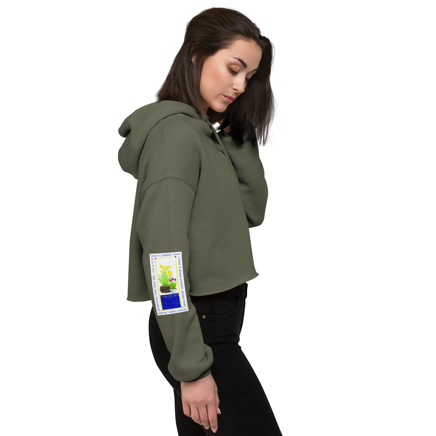 Vibrant Yellow - Daffodils and Tulips Sweatshirt Crop Hoodie