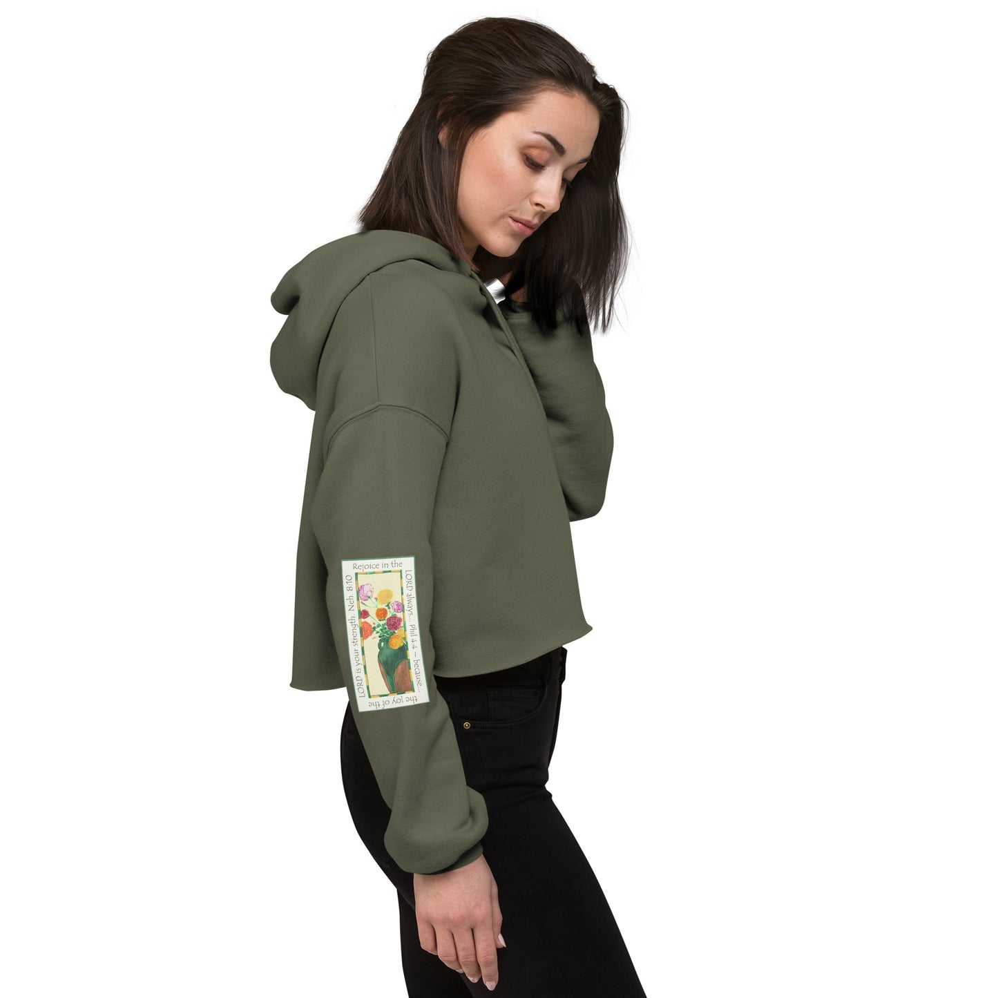 Vibrant Yellow - Roses Sweatshirt Crop Hoodie