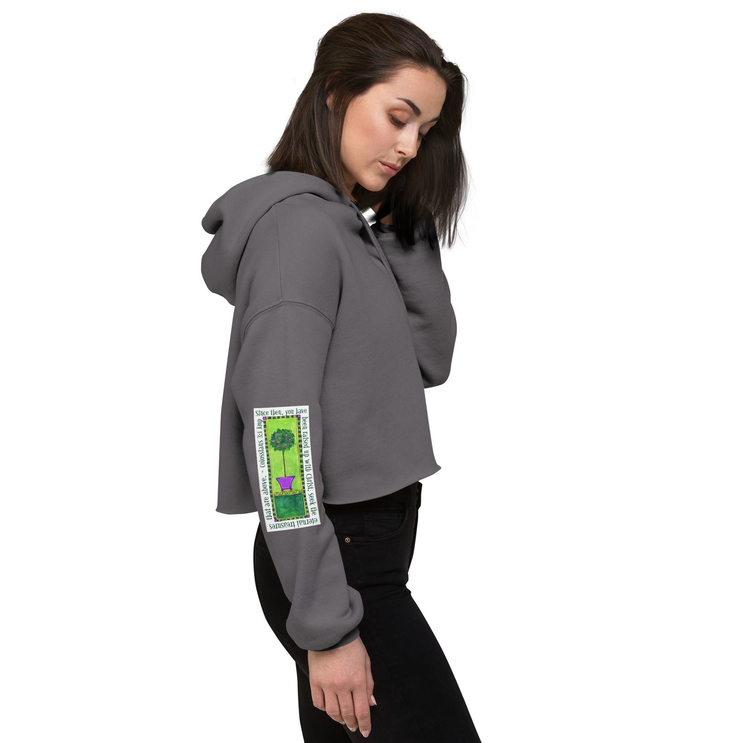 Lively Green - Topiary Sweatshirt Crop Hoodie
