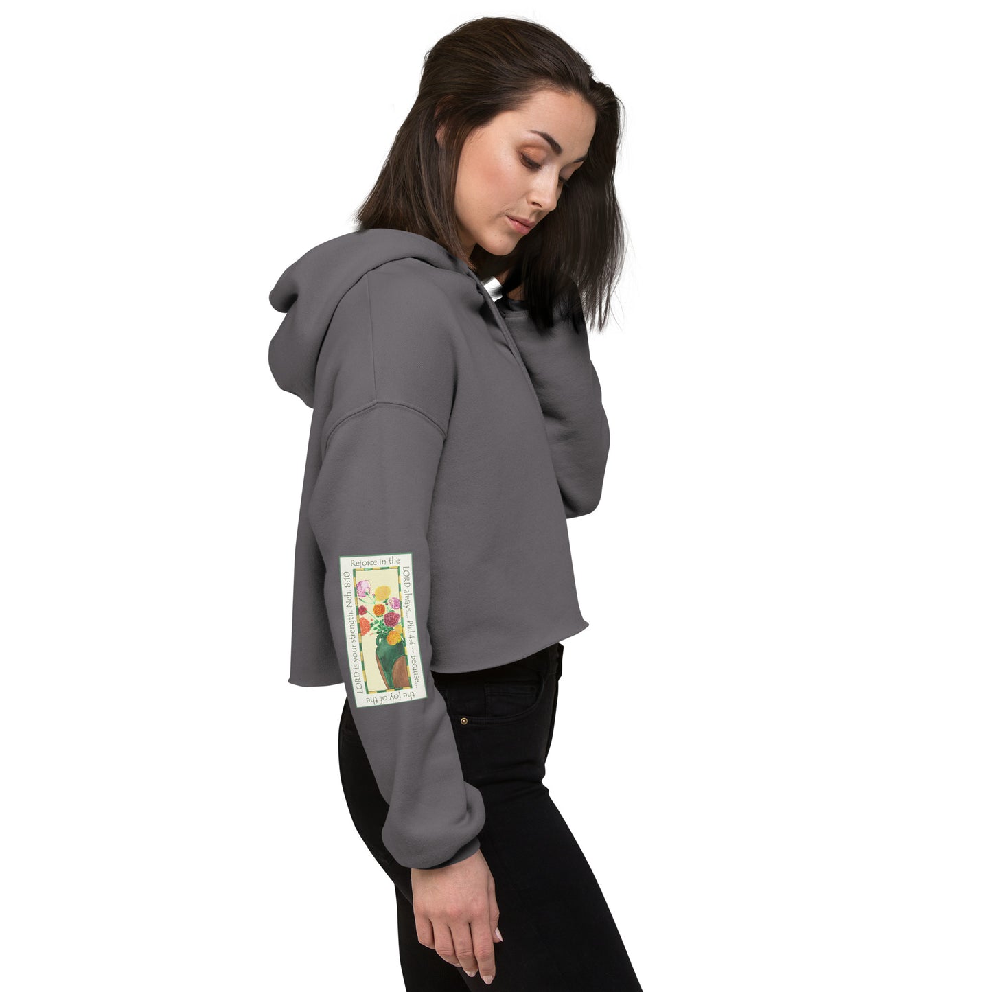 Vibrant Yellow - Roses Sweatshirt Crop Hoodie