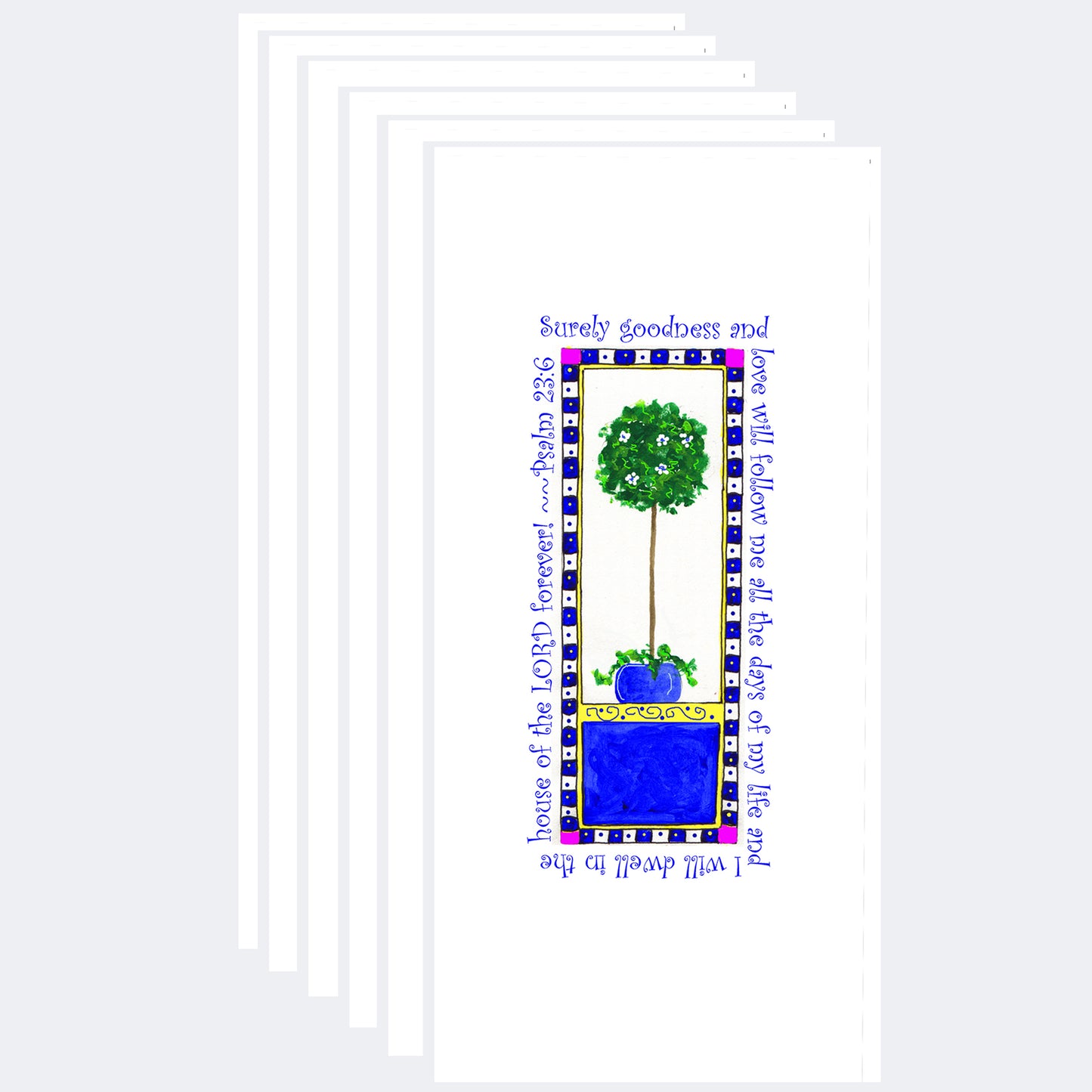 Heavenly Blue Topiary Note Cards (Six Cards)