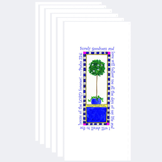 Heavenly Blue Topiary Note Cards (Six Cards)