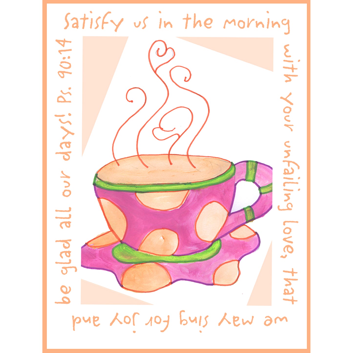 Vivid Orange - Pink Coffee Cup Magnet