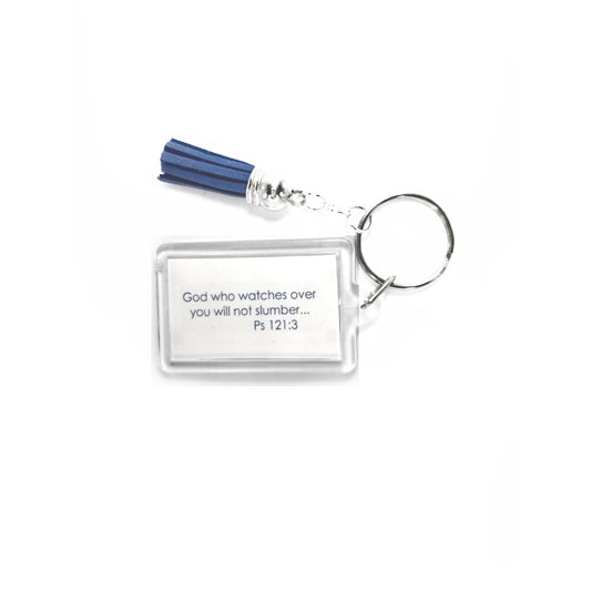 Heavenly Blue - God will not Slumber Key Ring