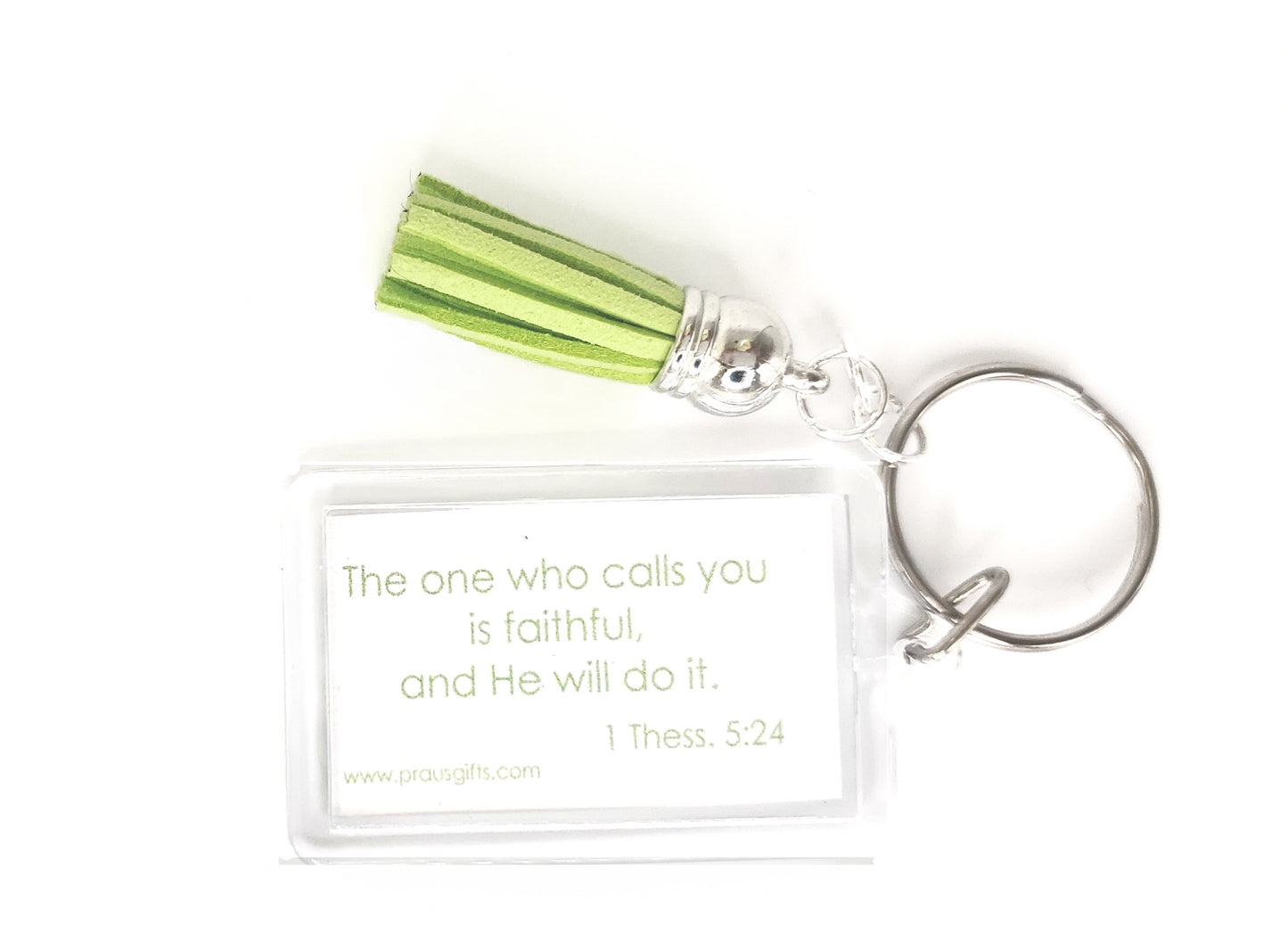 Lively Green - Green Stripes and Orange Flowers Keyring