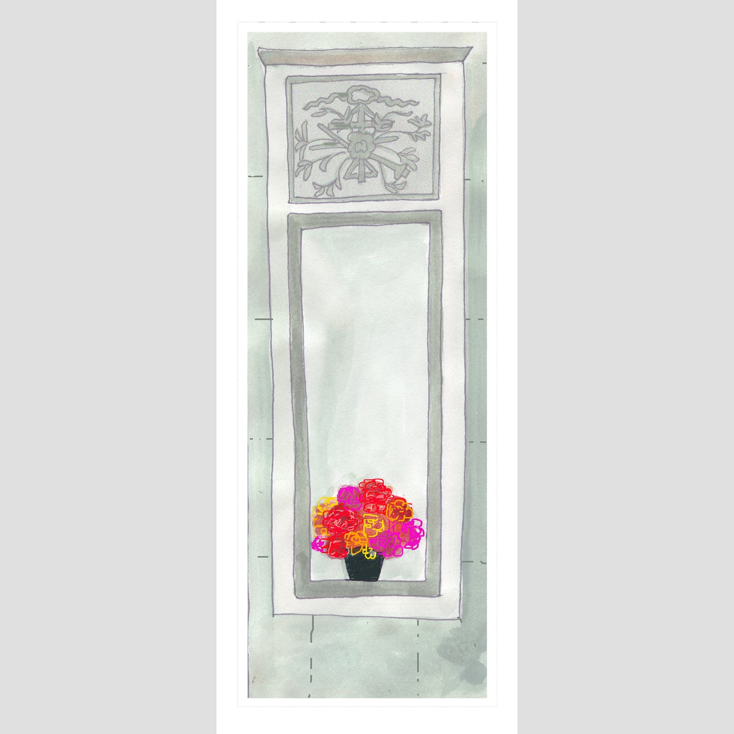 Lively Green - Flowers in the Window Note Card (Single Card)