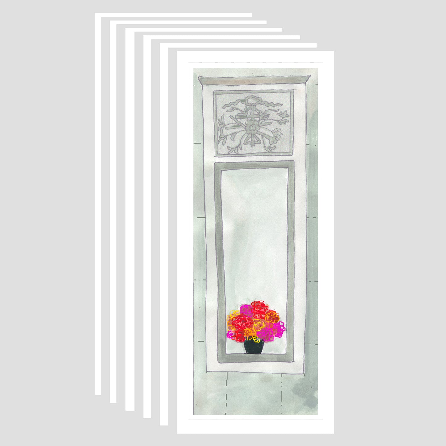 Lively Green - Flowers in the Window Note Cards (Six Cards)