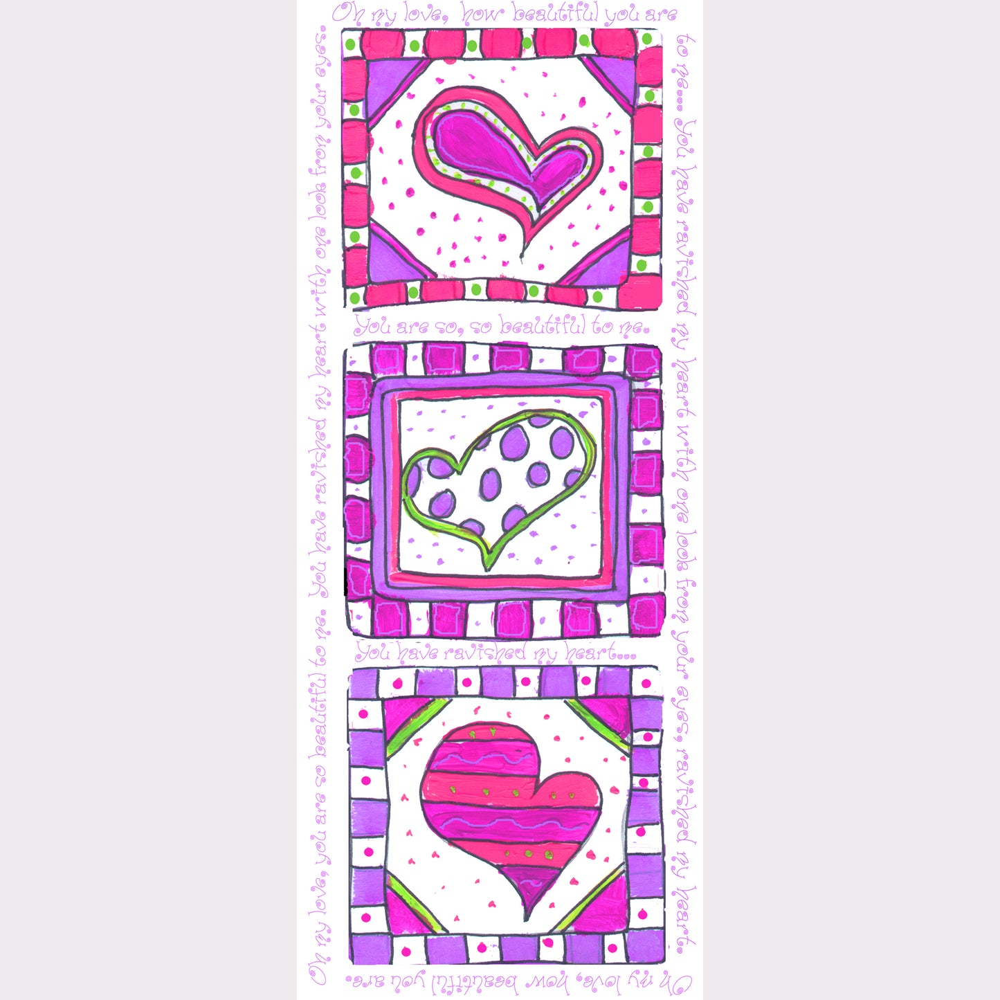 Bright Pink - Lots of Hearts Bookmark