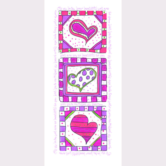 Bright Pink - Lots of Hearts Note Card (Single Card)