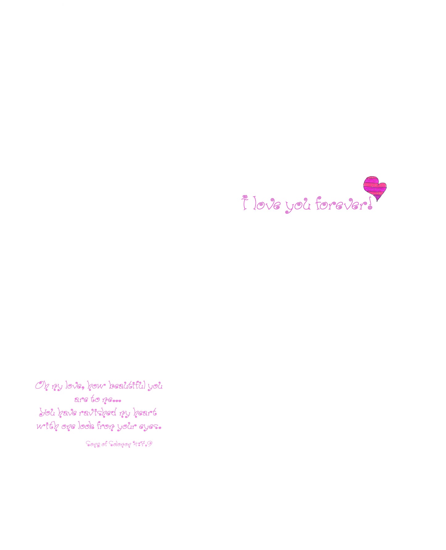 Bright Pink - Valentine Hearts Note Card (Single Card)