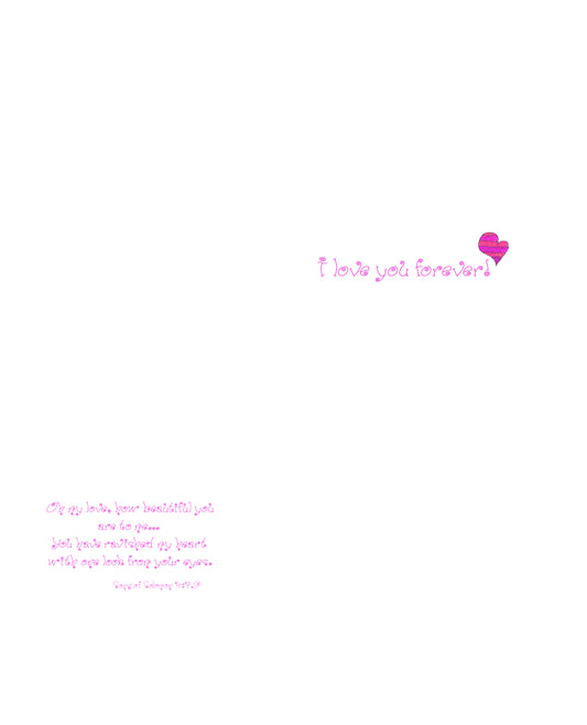 Bright Pink - Lots of Hearts Note Card (Single Card)