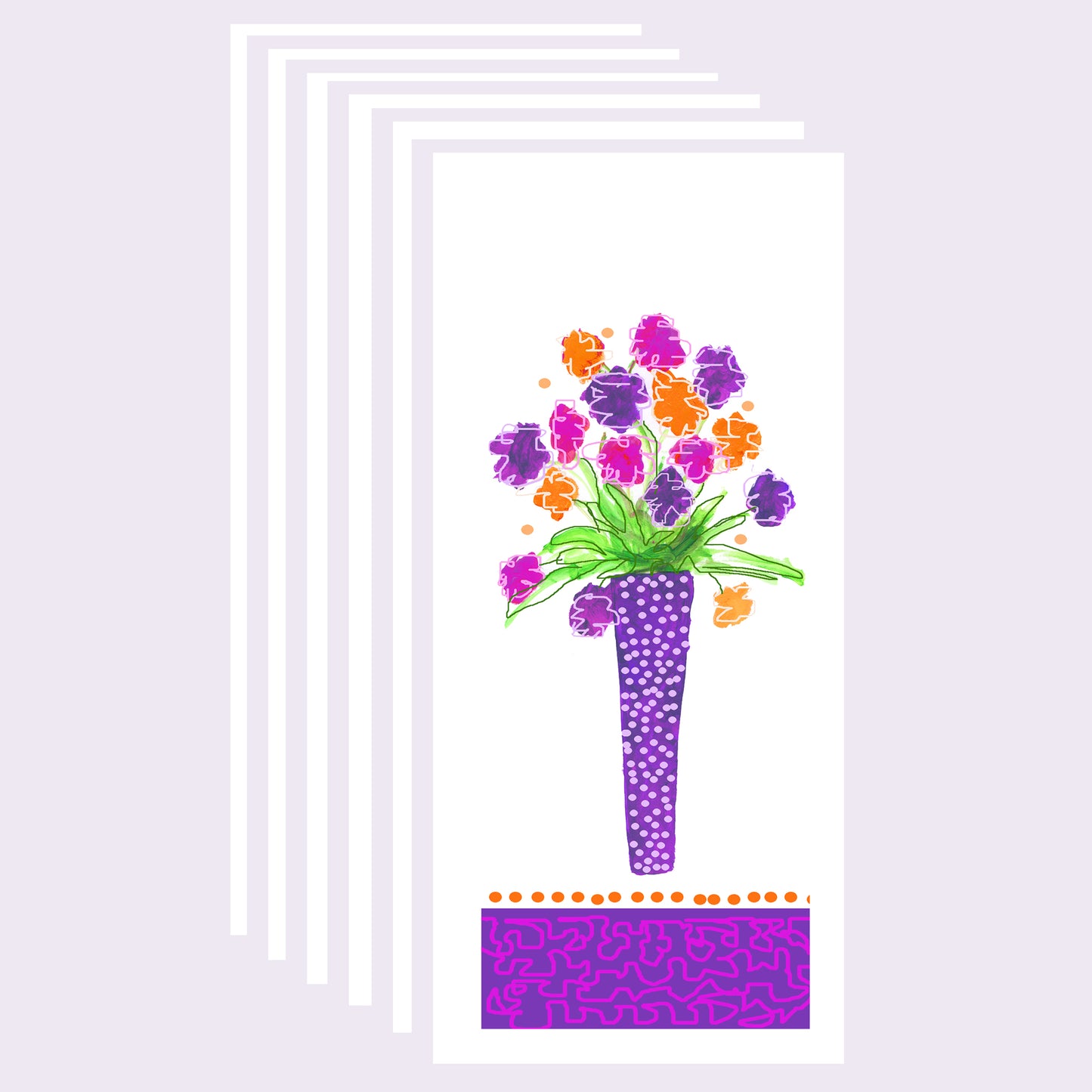 Deep Purple - Tall Purple Vase Note Card (Six Cards)