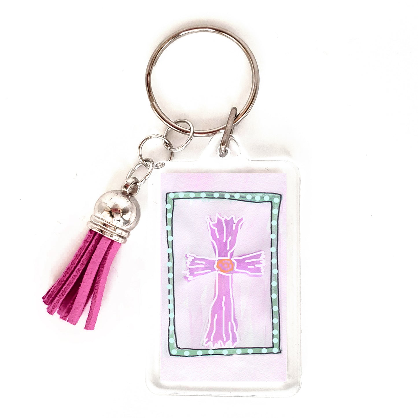 Bright Pink - Pink Cross Key Ring