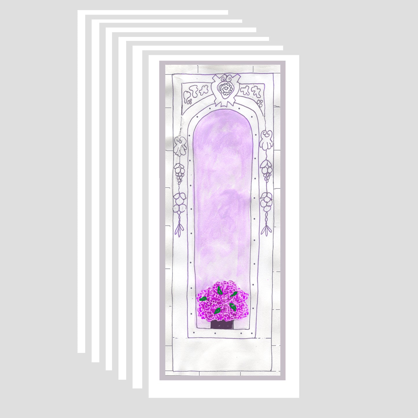 Bright Pink - Flowers in the Window Note Cards (Six Cards)