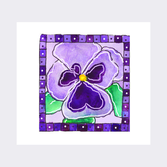 Deep Purple - Pansies Square Note Card (Single Card)
