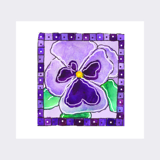 Deep Purple - Pansies Square Note Cards (Six Cards)