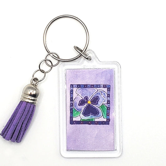 Deep Purple - Pansies Key Ring
