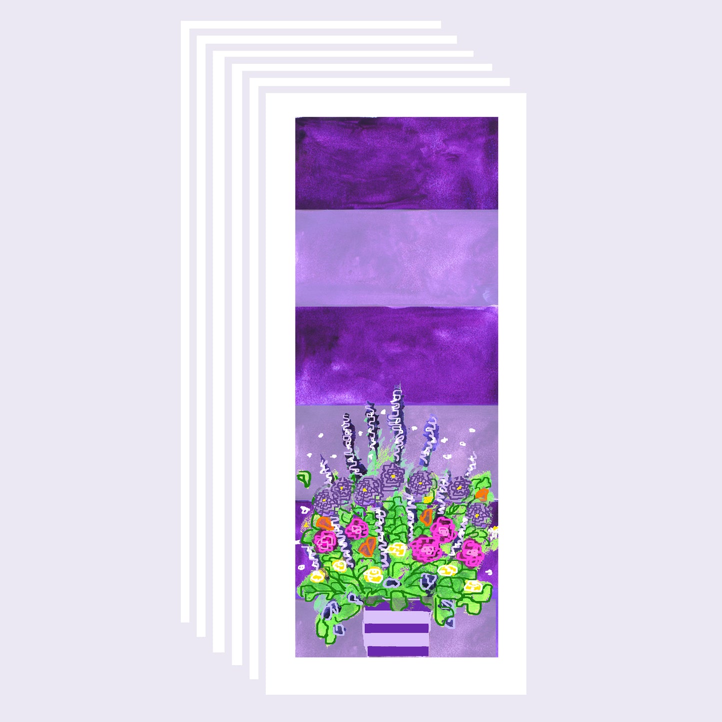 Deep Purple - Stripe Note Card (Six Cards)