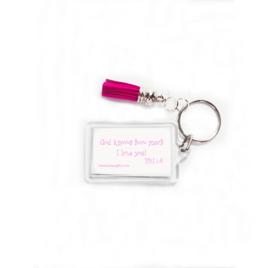 Bright Pink - Striped Heart Key Ring