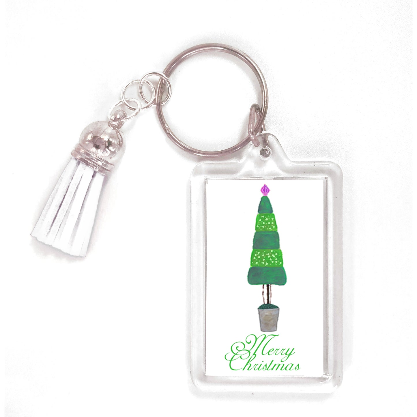 A Very Merry Christmas - Striped Tree Keyring