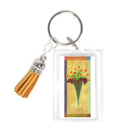 Vibrant Yellow - Tall Tulips Key Ring