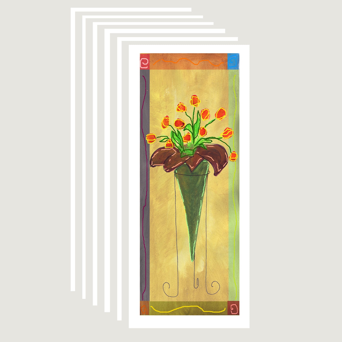 Vibrant Yellow - Tall Tulips Note Cards (Six Cards)