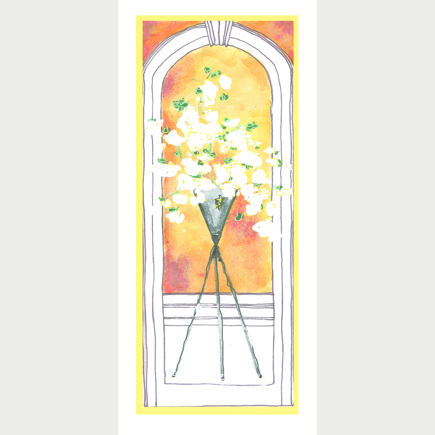 Vibrant Yellow - Flowers in the Window Note Cards (Six Cards)