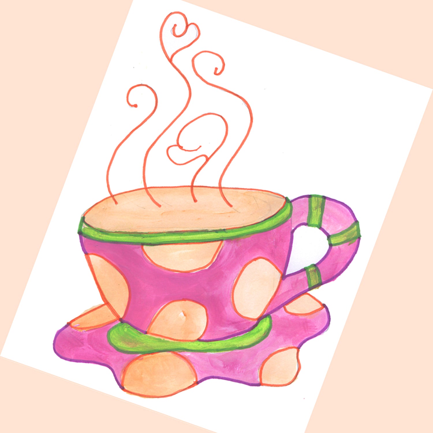 Vivid Orange - Pink Coffee Cup
