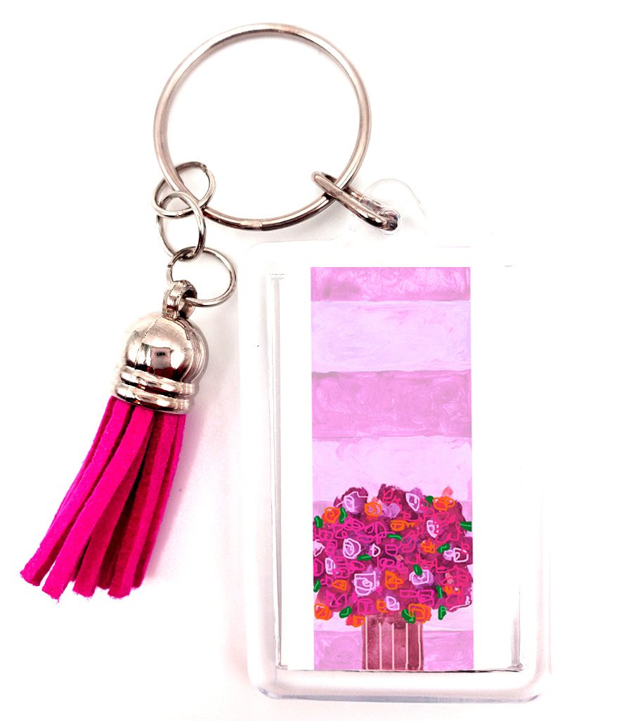 Bright Pink - Stripe Key Ring