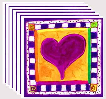 Bright Pink - Heart Square Note Cards (Six Cards)