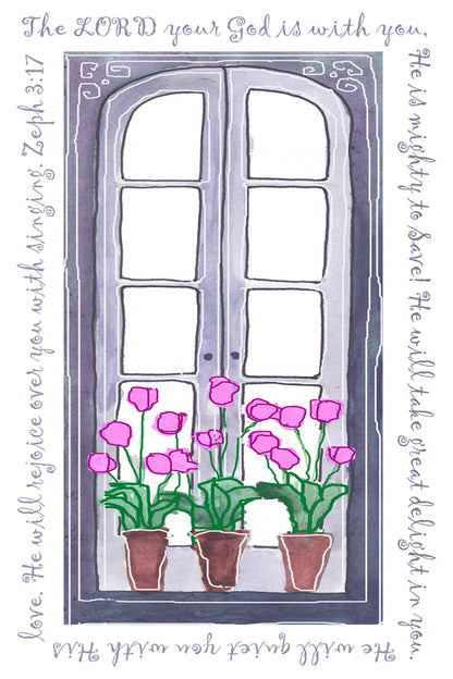Bright Pink - Tulips in the Window Sweatshirt Cropped