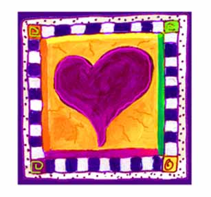Bright Pink - Heart Square Note Card (Single Card)