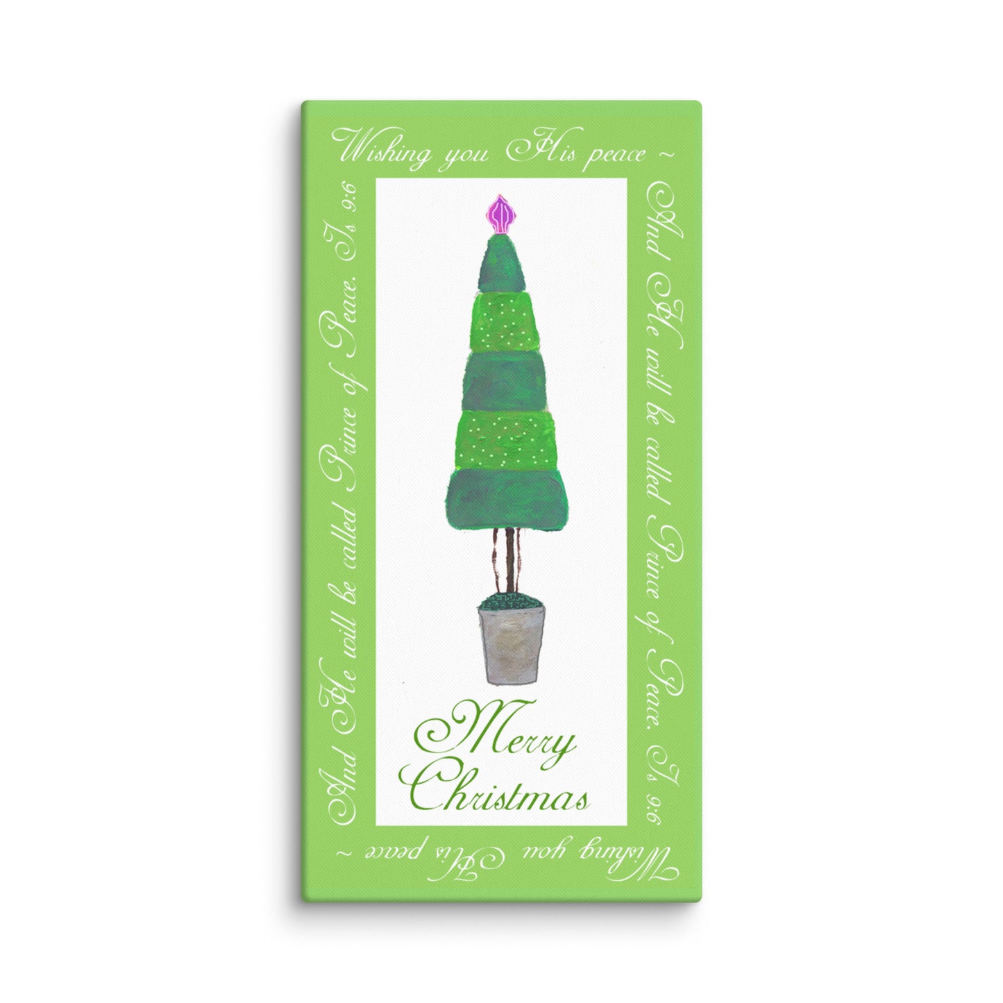 Green stripe Christmas Tree, elegant and whimsical.