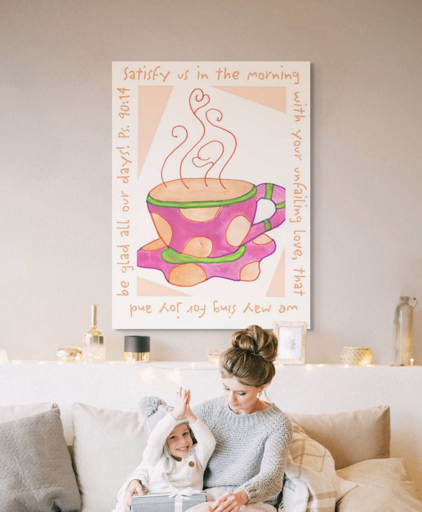 Vivid Orange - Pink Coffee Cup Canvas Print