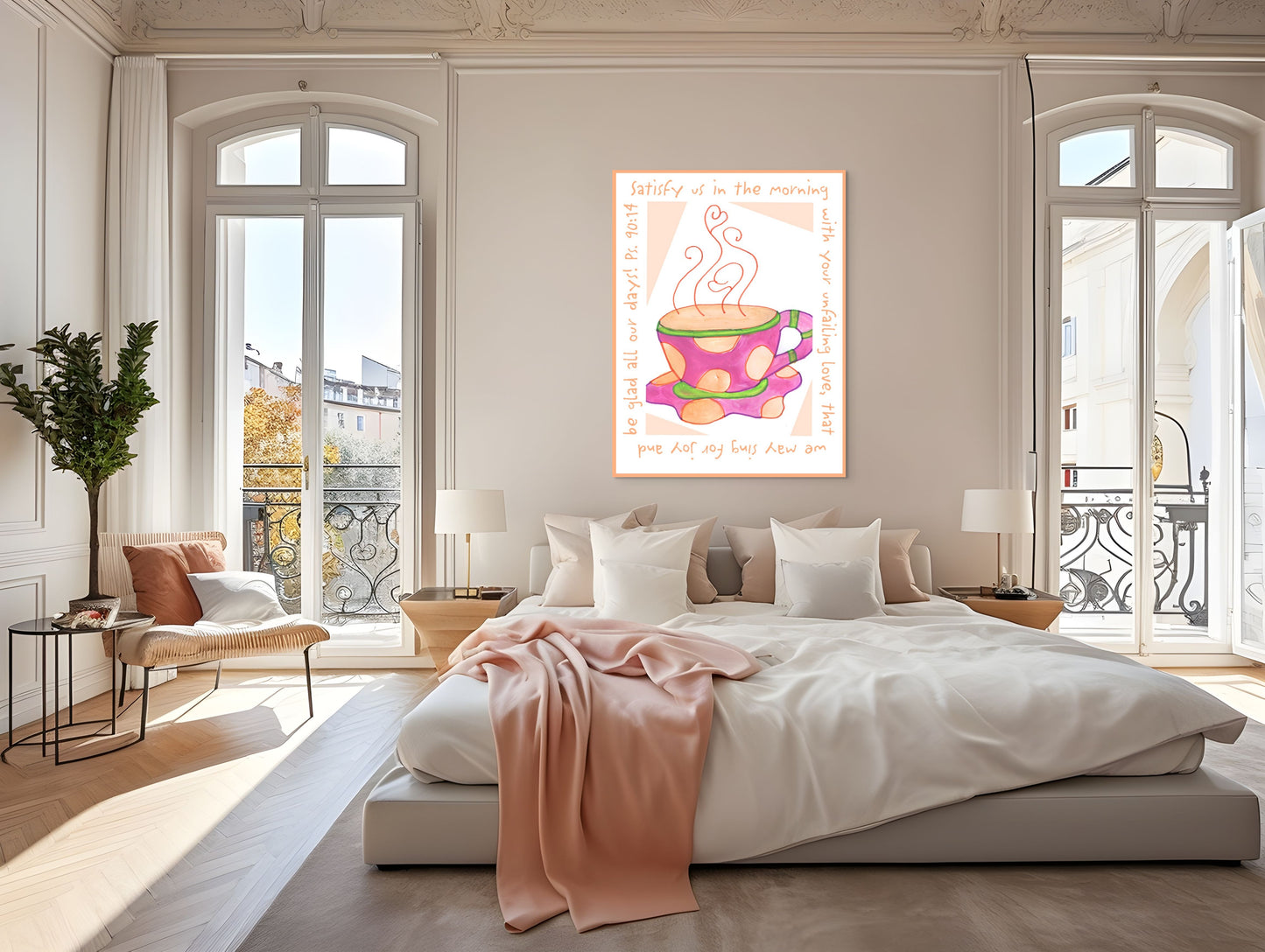 Vivid Orange - Pink Coffee Cup Canvas Print