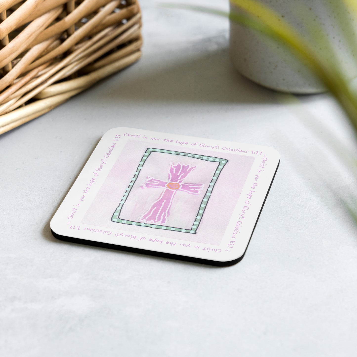 Bright Pink - Pink Cross Coaster