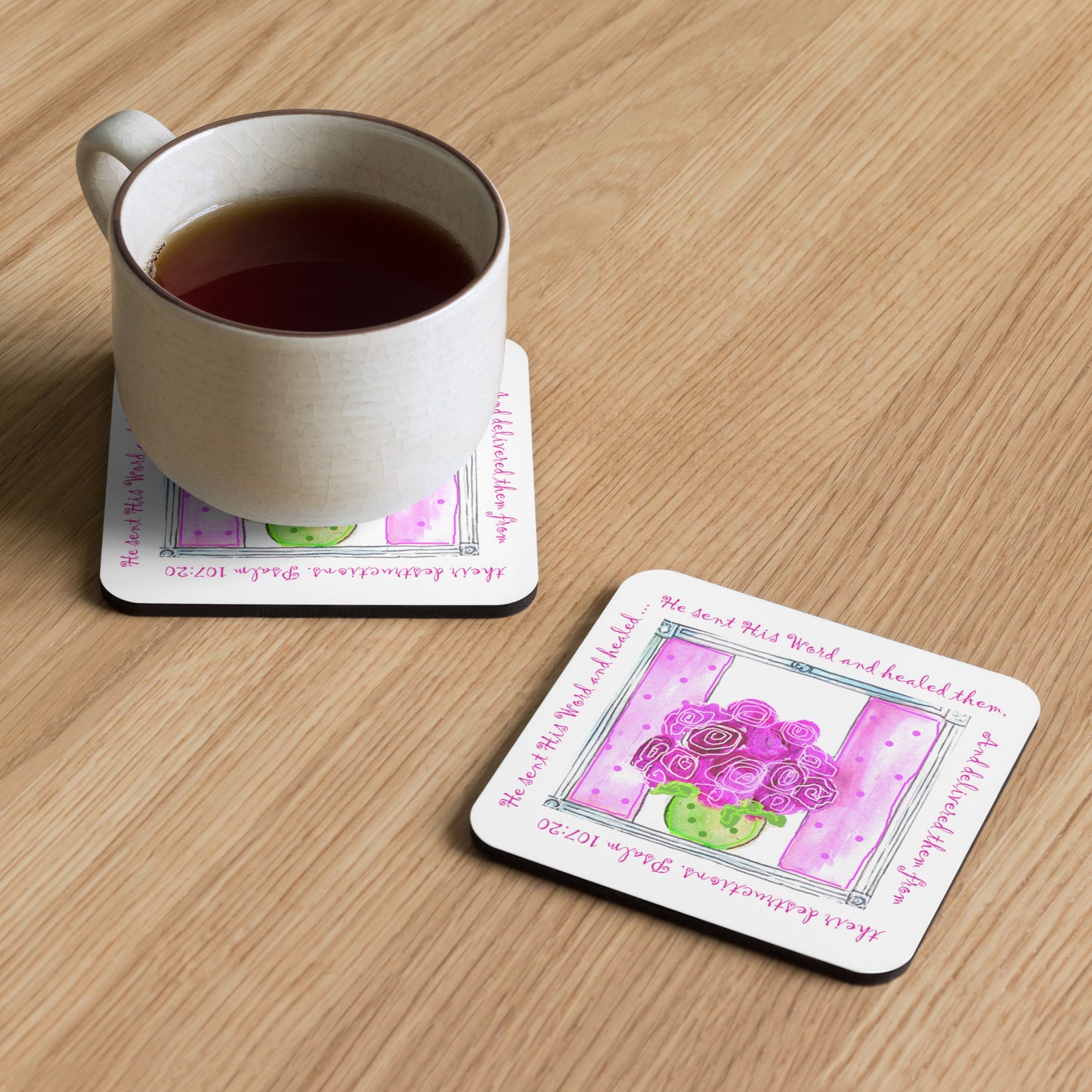 Bright Pink - Roses in a Bowl Coaster