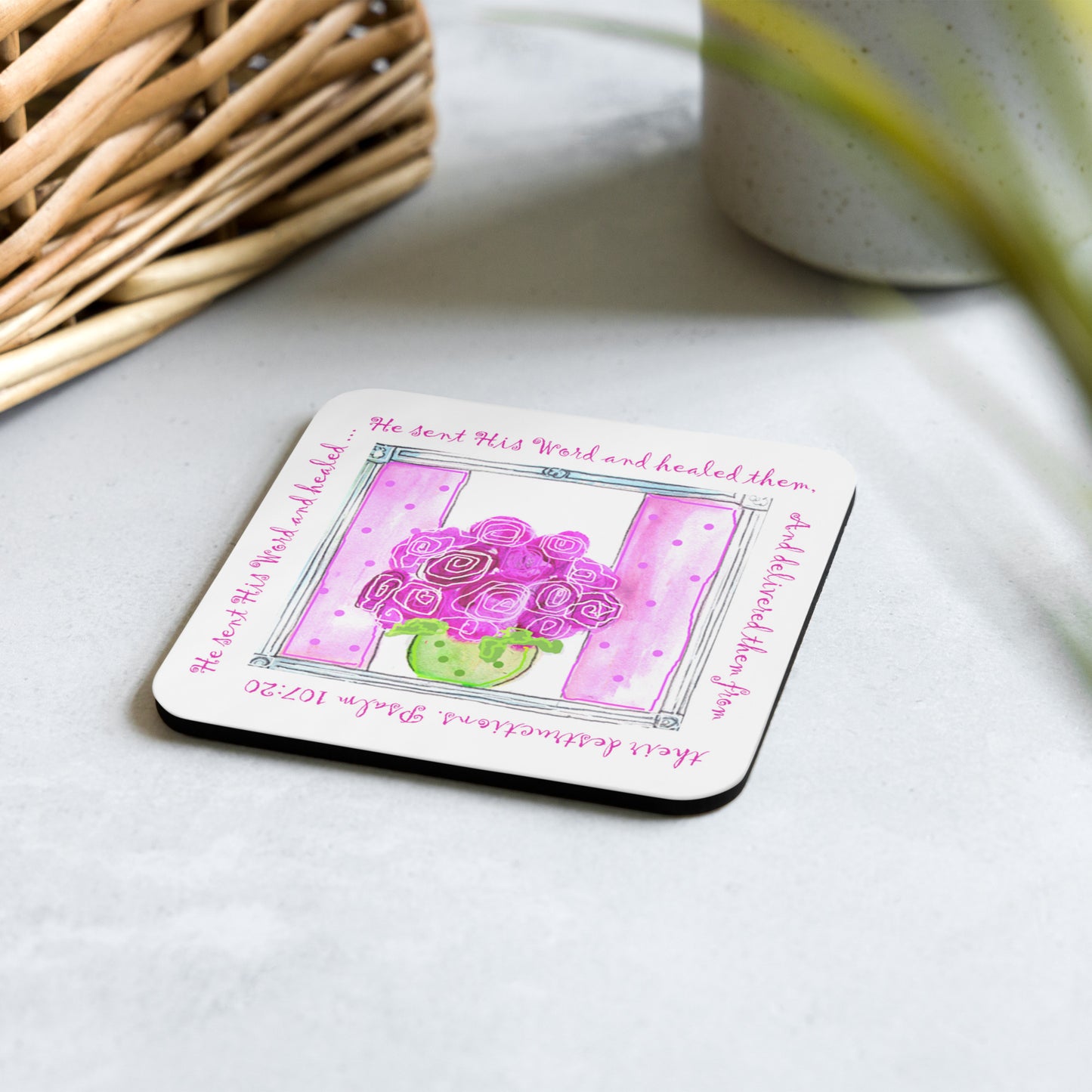 Bright Pink - Roses in a Bowl Coaster